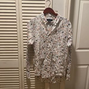 Zara- white floral dress shirt